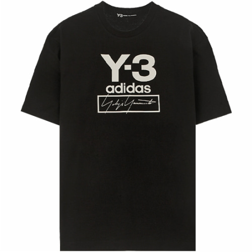 [Y3] 19FW FJ0409 스택 로고 프린팅 반팔티셔츠 블랙 남성 티셔츠 / TJ,Y-3