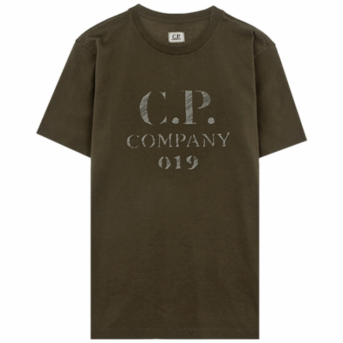 [시피컴퍼니] 19SS 06CMTS158A 005100W 672 로고 프린팅 반팔 티셔츠 카키 남성 티셔츠 / TR,CP COMPANY