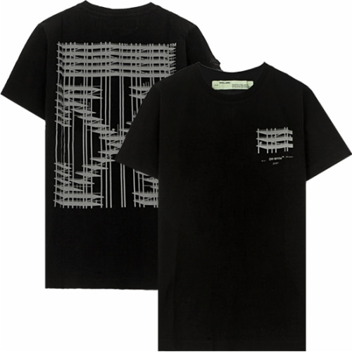 [오프화이트] 19FW OMAA027E191850041091 인더스트리얼 프린팅 슬림 반팔 티셔츠 블랙 남성 티셔츠 / TR,OFF WHITE