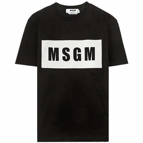 [MSGM] 20SS 2840MM67 207098 99 스퀘어 로고 라운드 반팔티셔츠 블랙 티셔츠 / TR,MSGM