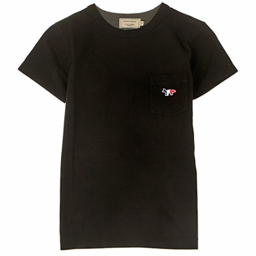 [메종키츠네] AW00102KJ0007 BK 폭스패치 포켓 라운드 반팔티셔츠 블랙 여성 티셔츠 / TFN,MAISON KITSUNE