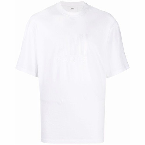 [아미] UTS003.725 100 로고 패치 라운드 반팔티셔츠 화이트 공용 티셔츠 / TJ,AMI