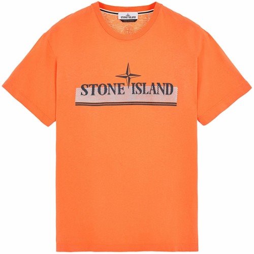 [스톤아일랜드] 22SS 76152NS92 V0032 로고 자수 프린팅 라운드 반팔 티셔츠 오렌지 남성 티셔츠 / TJ,STONE ISLAND