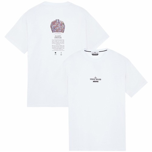 [스톤아일랜드] 22FW 77152NS91 V0001 로고 프린팅 자수 라운드 반팔 티셔츠 화이트 남성 티셔츠 / TTA,STONE ISLAND