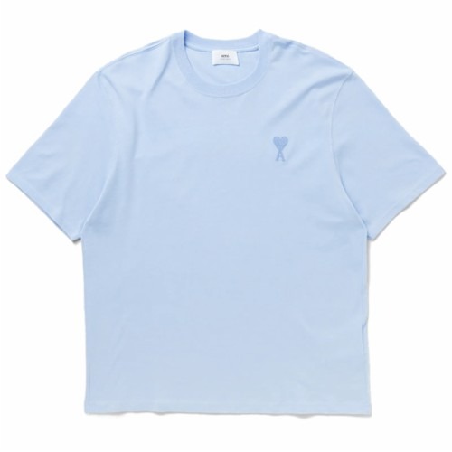 [아미] UTS004.726 464 하트 자수 라운드 반팔티셔츠 블루 공용 티셔츠 / TJ,AMI