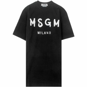 [MSGM] 20SS 2841MDA68 207298 99 페인트 로고 밀라노 라운드 반팔 원피스 블랙화이트 여성 티셔츠 / TFN,MSGM